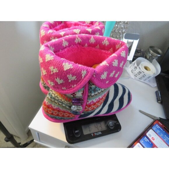 Steve Madden Faux Fur Sweater Boots Women's Size 7 MultiColor Hearts Rhinestone - Picture 14 of 14